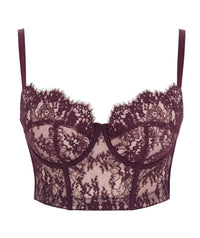 Panache Carmen Lace Underwired Bustier - Mulberry Bras 