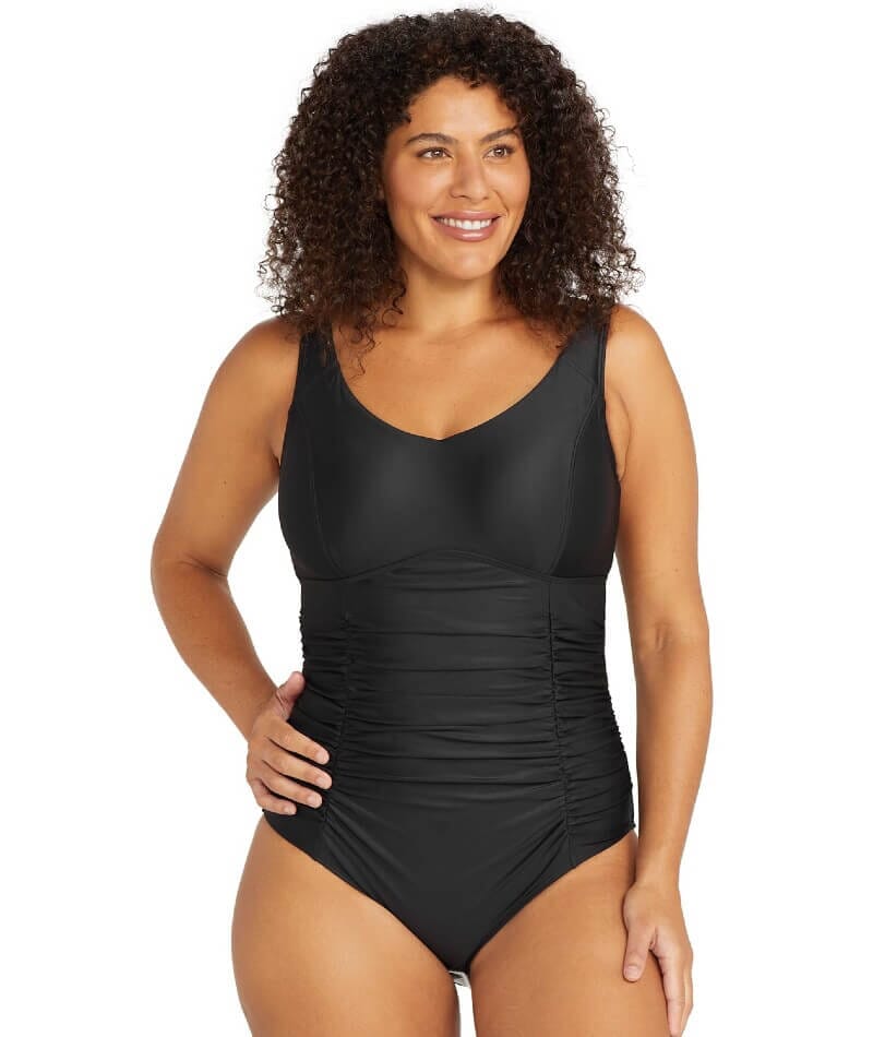 Artesands Hues Raphael Underwire E-F Cup One Piece Swimsuit - Black Swimwear 