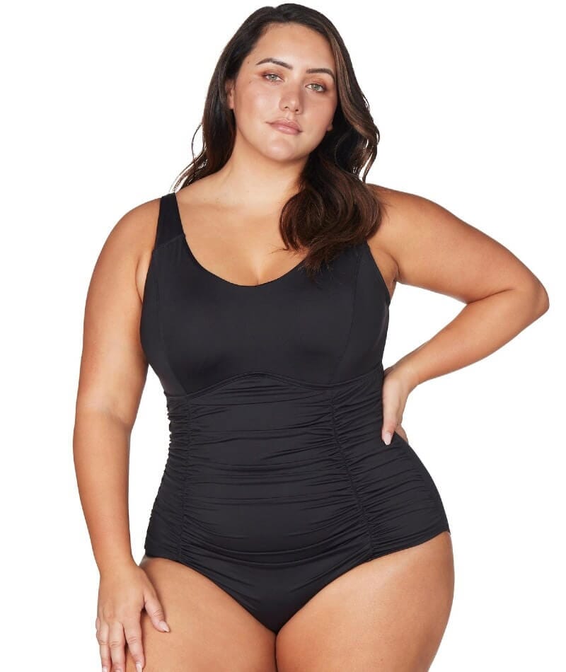 Artesands Hues Raphael Underwire E-F Cup One Piece Swimsuit - Black Swimwear 