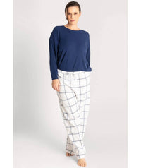 Ava & Audrey Amelia Brushed Cotton Pant - Ivory Sleep / Lounge 