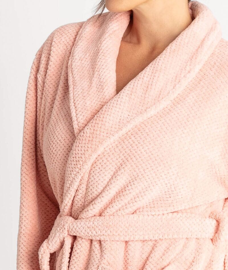 Ava & Audrey Betty Jacquard Fleece Robe - Blush - Curvy