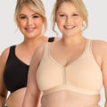 Ava & Audrey Faye Cotton Wire-free Support Bra 2 Pack - Black/Frappe