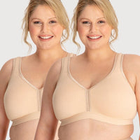 Ava & Audrey Faye Cotton Wire-free Support Bra 2 Pack - Frappe