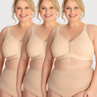 Ava & Audrey Faye Cotton Wire-free Support Bra 3 Pack - Frappe