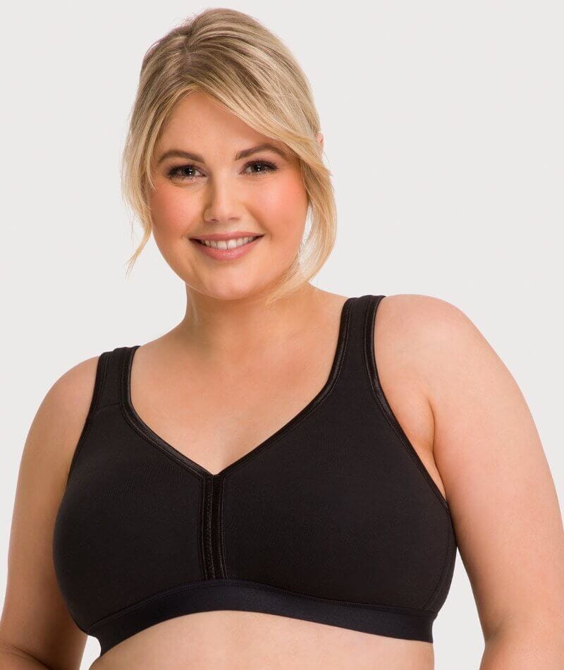 Ava & Audrey Faye Cotton Wire-free Support Bra 2 Pack - Black - Curvy