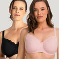 Ava & Audrey Jacqueline Full Cup Underwired Bra 2 Pack - Black/Blush