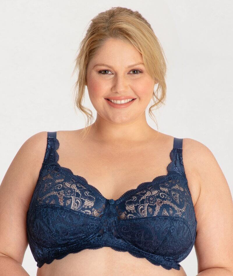 Ava & Audrey Caroline Lace Contour Bra - Midnight Blue - Curvy Bras