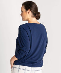 Ava & Audrey Maddison Knit Slouch LS Tee - Navy Sleep / Lounge 