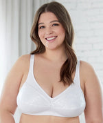 Bestform Floral Trim Wire-free Cotton Bra with Lightly Lined Cups - White Bras 