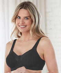 Bestform Satin Trim Wire-Free Cotton Bra With Unlined Cups 2 Pack - Black Bras 