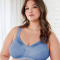 Bestform Satin Trim Wire-Free Cotton Bra With Unlined Cups - Periwinkle Blue