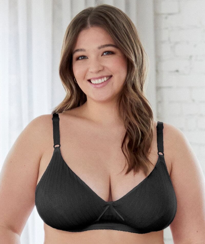 Bestform Striped Wire-free Cotton Bra with Lightly Lined Cups - Black Bras 