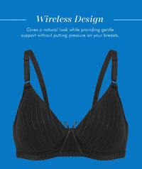 Bestform Striped Wire-free Cotton Bra with Lightly Lined Cups - Black Bras 