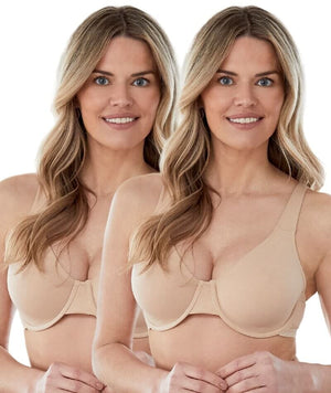 Bestform Unlined Cotton Stretch T-Shirt Bra with Underwire 2 Pack - Sand Bras 