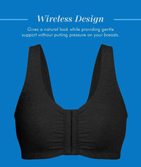 Bestform Unlined Wire-free Cotton Stretch Sports Bra with Front Closure - Black Bras 