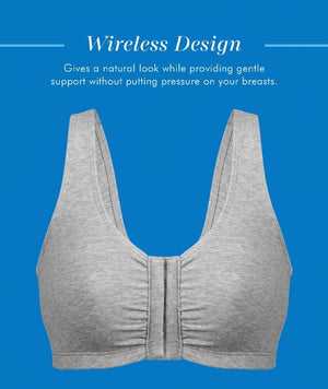 Bestform Unlined Wire-Free Cotton Stretch Sports Bra With Front Closur -  Curvy