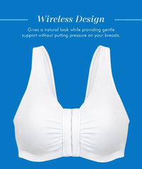 Bestform Unlined Wire-free Cotton Stretch Sports Bra with Front Closure - White Bras 