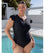 Capriosca Frill Zip One Piece - Black Swim 