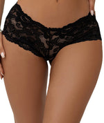 Curvy Floral Lace Brief - Black Knickers 