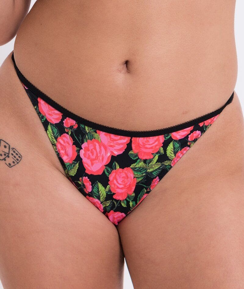 Curvy Kate Boost in Bloom Thong - Print Mix Black Knickers 