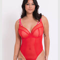 Curvy Kate Elementary Plunge Bodysuit - Red/Pink