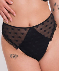 Curvy Kate Frill Me High Waist Thong - Black/Pink Knickers 