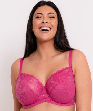 Curvy Kate Lace Daze Balcony Bra - Lipstick Pink Bra 