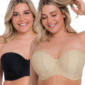 Curvy Kate Luxe Strapless Bra 2 Pack - Biscotti/Black