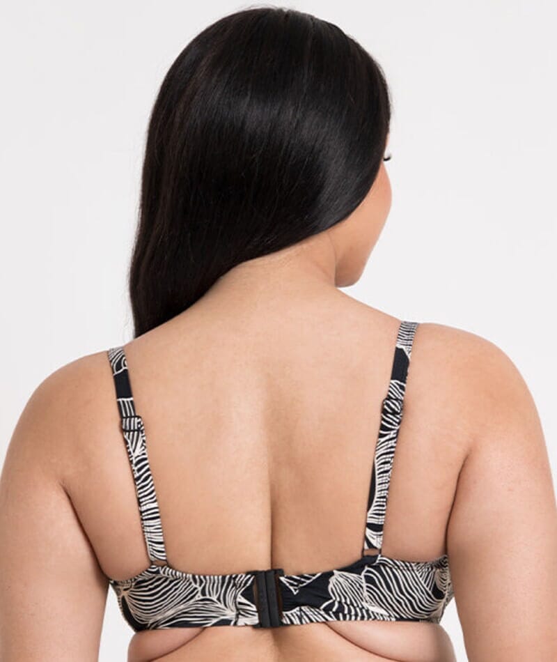 Curvy Kate Ripple Reef Balcony Bikini Top - Black Print Swim 