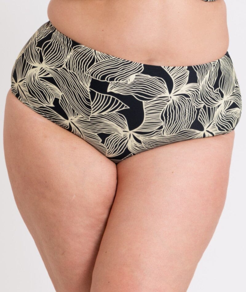 Curvy Kate Ripple Reef High Waist Bikini Brief - Black Print Swim 