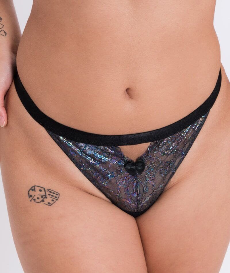 Curvy Kate Stand Out Thong - Black Sparkle Knickers 