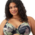 Elomi Swim Tropical Retreat Underwired Plunge Bikini Top - Black