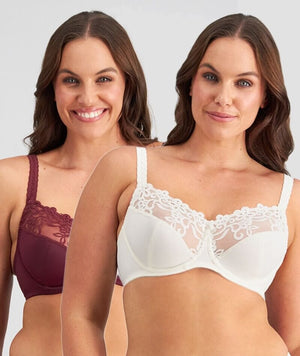 Floral Lace DD+ Underwire Full Cup Bras 2 Pack