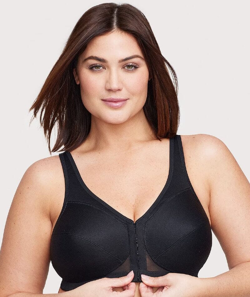 Glamorise Magiclift Front-Closure Posture Back Wire-Free Bra - Black Bras 