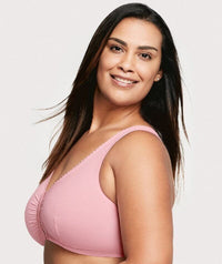 Glamorise Front-Closure Cotton T-Back Wire-Free Comfort Bra - Pink Blush Bras 