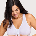 Glamorise Front-Closure Cotton T-Back Wire-Free Comfort Bra - White