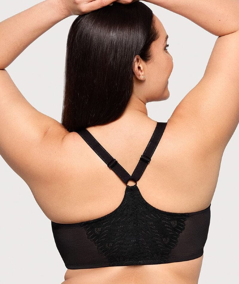 Glamorise Front-Closure T-Back WonderWire Bra - Black Bras 