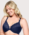 Glamorise Front-Closure T-Back WonderWire Bra - Blue Bras 