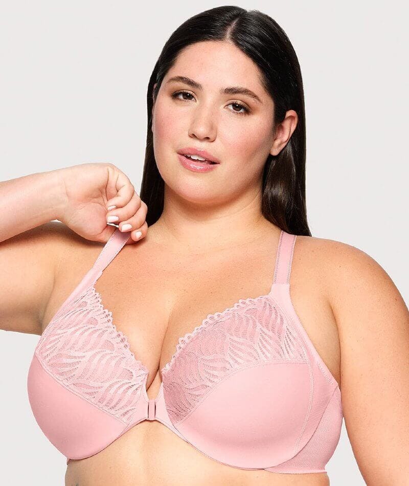 Glamorise Front-Closure T-Back WonderWire Bra - Blush Bras 