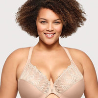 Glamorise Front-Closure T-Back WonderWire Bra - Cafe