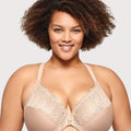 Glamorise Front-Closure T-Back WonderWire Bra - Cafe