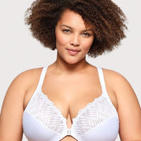 Glamorise Front-Closure T-Back WonderWire Bra - White