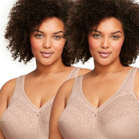 Glamorise Magiclift Moisture Control Wire-Free Bra 2 Pack - Cafe