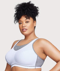 Glamorise No-Bounce Camisole Elite Wire-Free Sports Bra - White/Gray Bras 