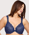 Glamorise WonderWire Front-Closure Bra - Navy Print Bras