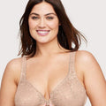 Glamorise WonderWire Front-Closure Stretch Lace Bra - Cafe