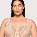 Glamorise WonderWire Front-Closure Cotton Bra - Cafe