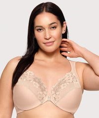 Glamorise WonderWire Front-Closure Cotton Bra - Cafe Bras 