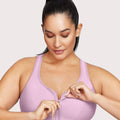 Glamorise Zip Up Front-Closure Wire-Free Sports Bra - Lavender