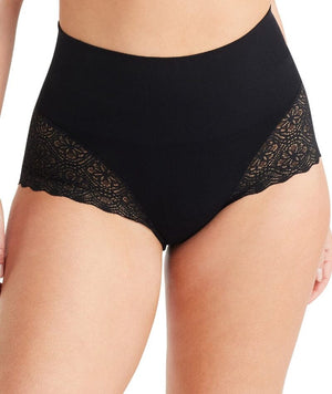 Nancy Ganz Bamboo & Lace Waisted Brief - Black Shapewear 